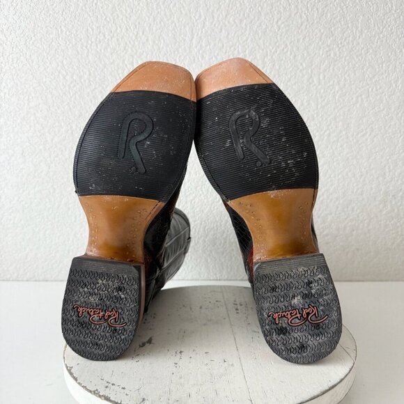 Rod Patrick Mens Patchwork Cowboy Boots 11C Brown Black Leather Western 11" Tall - Picture 9 of 12